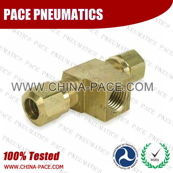 DOT Female Branch Tee Compression Fittings, DOT Fittings, DOT Air Brake Fittings